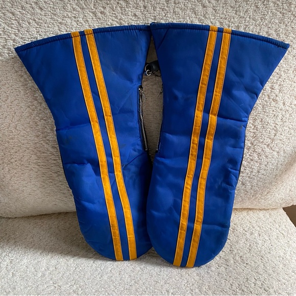 Vintage Other - Vintage Retro 80's Ski Snow Mittens Blue White Yellow Stripes Mens S/M JAPAN